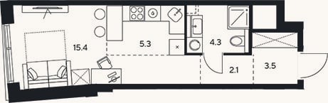 Планировка: Студия, 30,6 м²