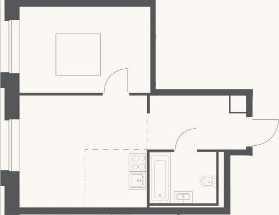 Планировка: 2-к, 38,1 м²