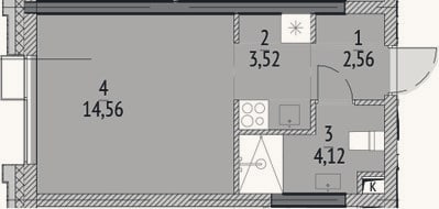 Планировка: Студия, 24,8 м²