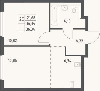 Планировка: 2-к, 36,3 м²