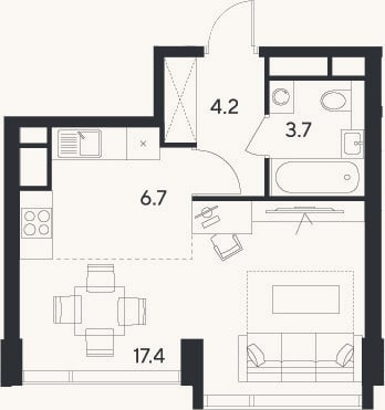 Планировка: Студия, 32 м²