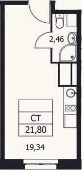 Планировка: Студия, 21,8 м²