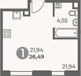 Планировка: Студия, 26,5 м²