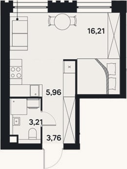Планировка: Студия, 29,1 м²
