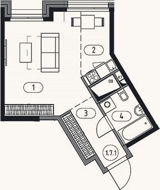 Планировка: Студия, 36,5 м²