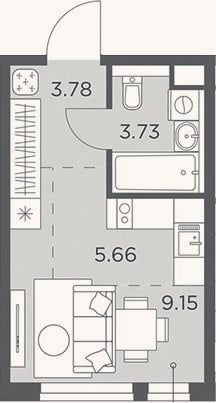 Планировка: Студия, 22,3 м²