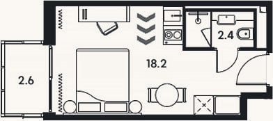 Планировка: Студия, 20,6 м²