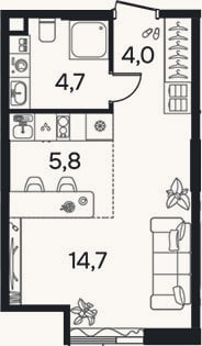 Планировка: Студия, 29,2 м²