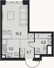 Планировка: Студия, 28,7 м²