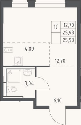 Планировка: Студия, 25,9 м²