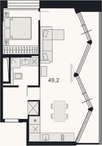 Планировка: Своб. план., 47,7 м²