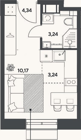Планировка: Студия, 21 м²
