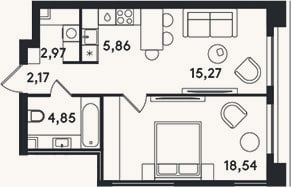 Планировка: 2-к, 49,7 м²