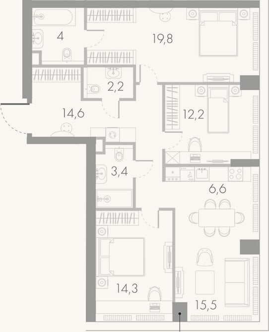 Планировка: 4+ к, 92,6 м²