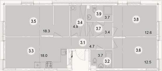 Планировка: 3-к, 81,7 м²
