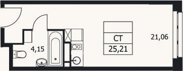 Планировка: Студия, 25,2 м²