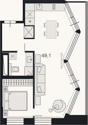 Планировка: Своб. план., 55,3 м²