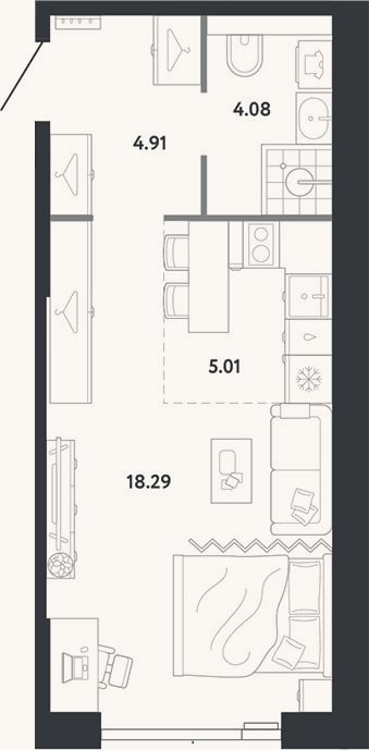 Планировка: Студия, 32,3 м²