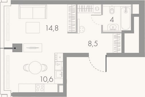 Планировка: Студия, 37,9 м²