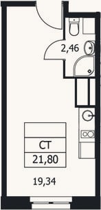 Планировка: Студия, 21,8 м²