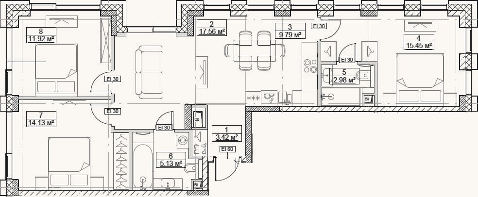Планировка: 4+ к, 80,4 м²