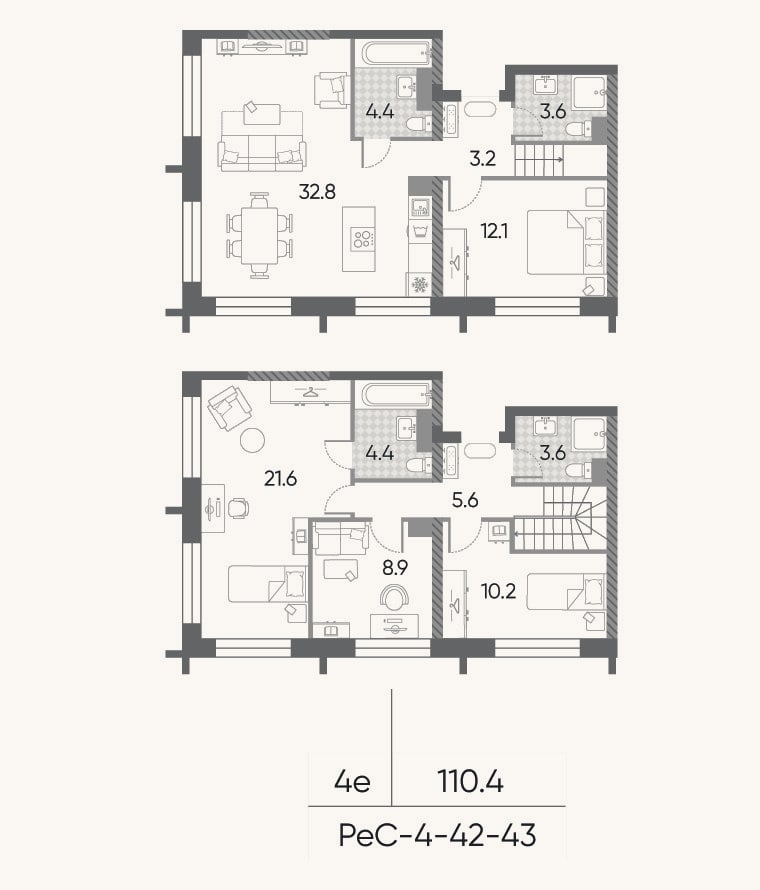 Планировка: 4+ к, 110,4 м²