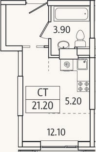 Планировка: Студия, 21,2 м²