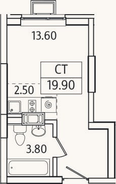 Планировка: Студия, 19,9 м²