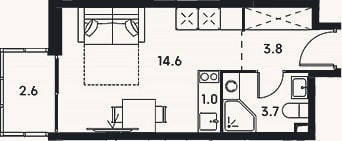 Планировка: Студия, 23,1 м²