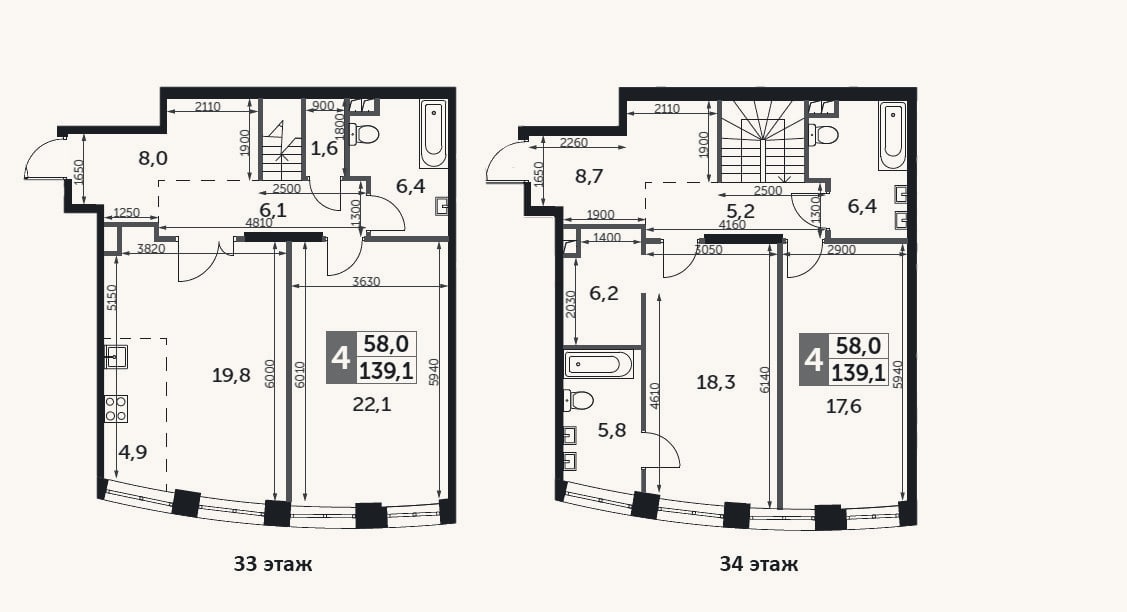 Планировка: 4+ к, 139,1 м²
