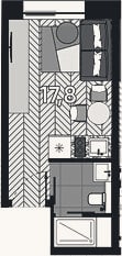 Планировка: Студия, 17,8 м²