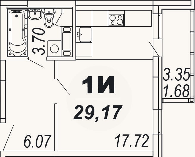 Планировка: Студия, 27,5 м²