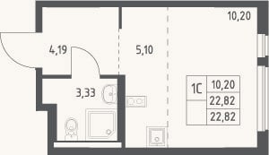 Планировка: Студия, 22,8 м²