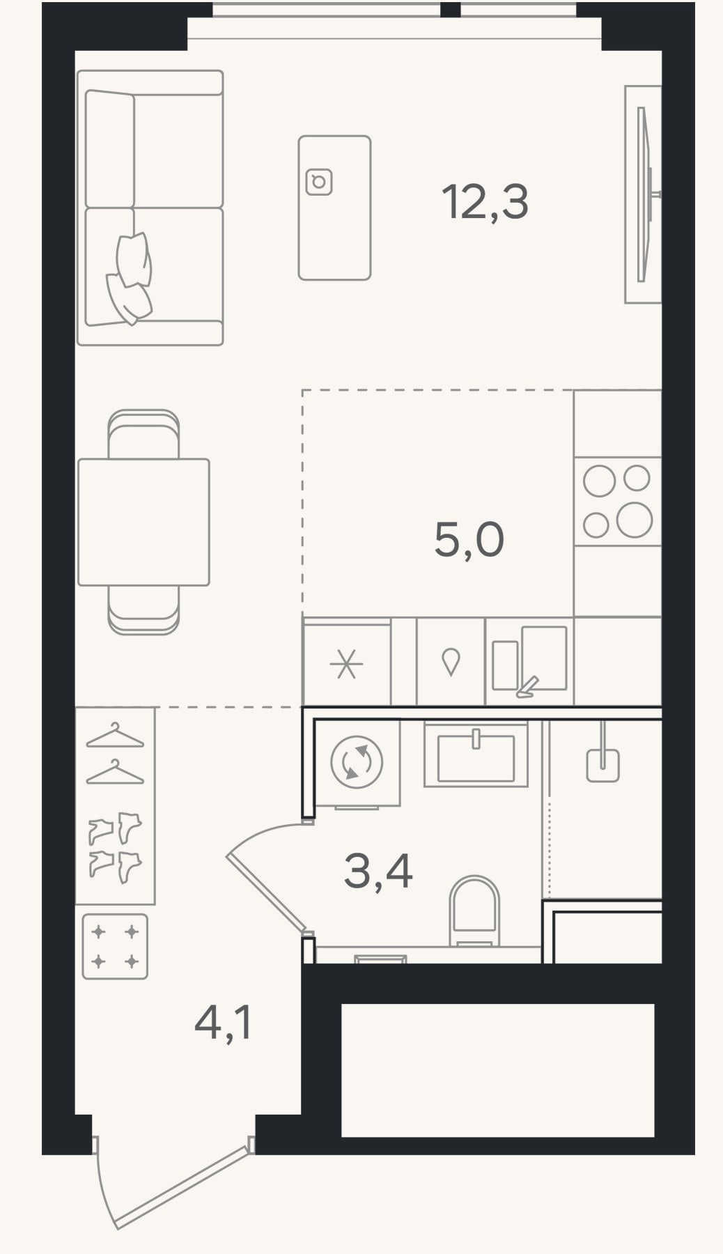 Планировка: Студия, 24,8 м²