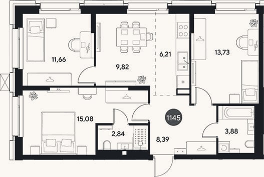 Планировка: 4+ к, 71,6 м²