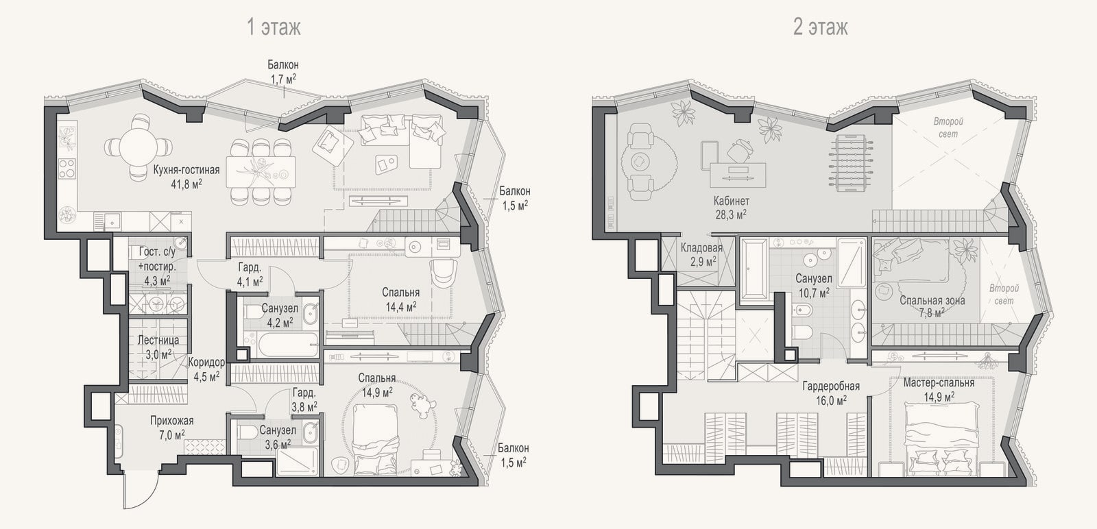 Планировка: 4+ к, 148,5 м²