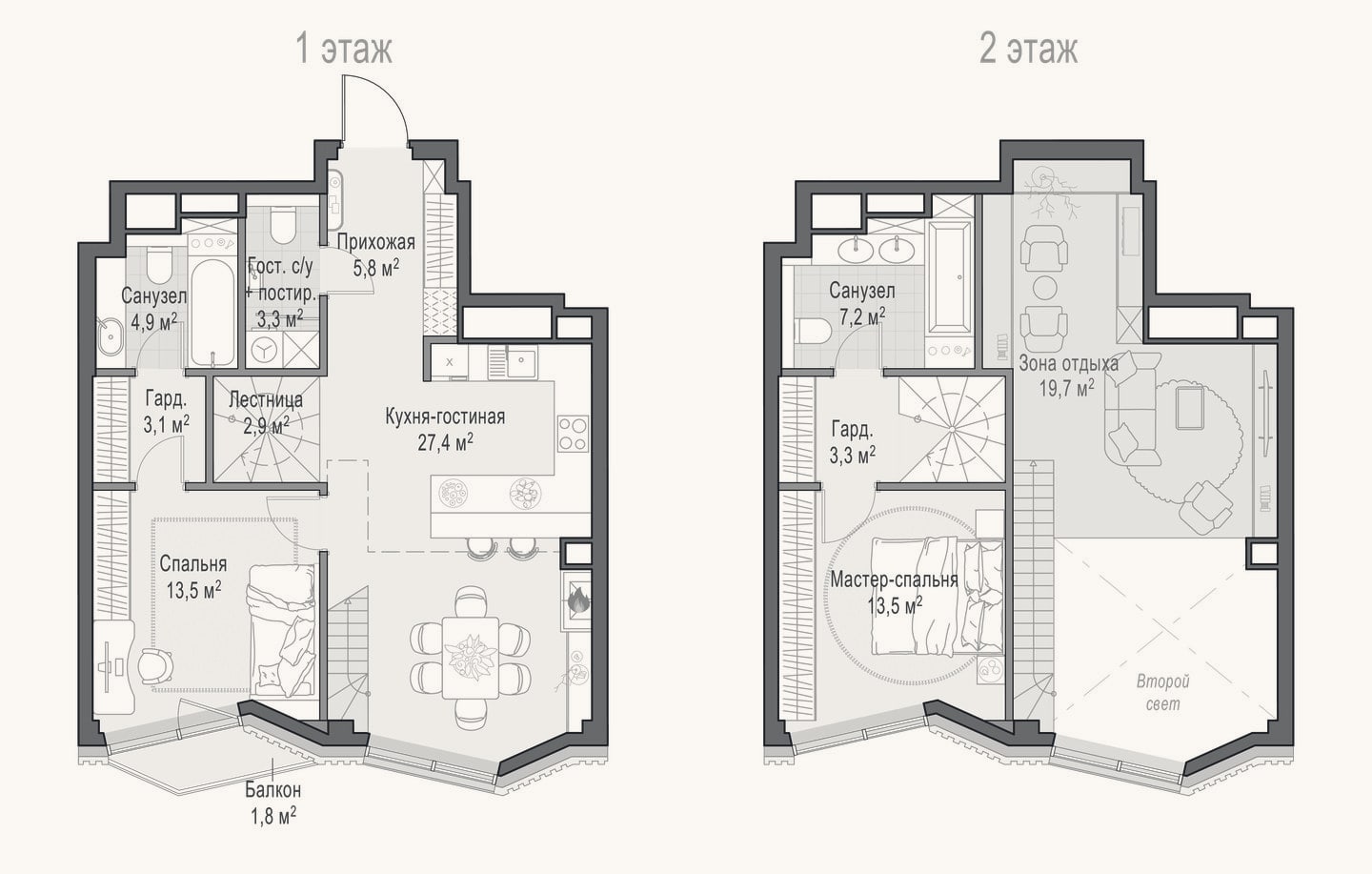Планировка: 3-к, 84,6 м²