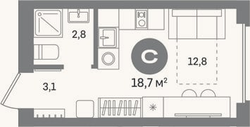 Планировка: Студия, 18,7 м²