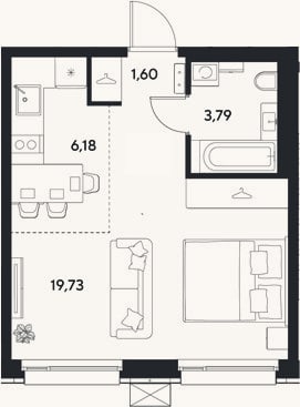 Планировка: Студия, 31,3 м²