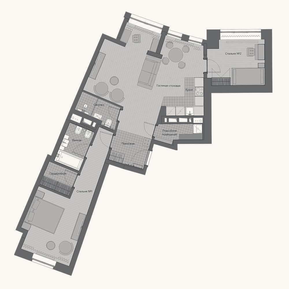 Планировка: 3-к, 80,6 м²