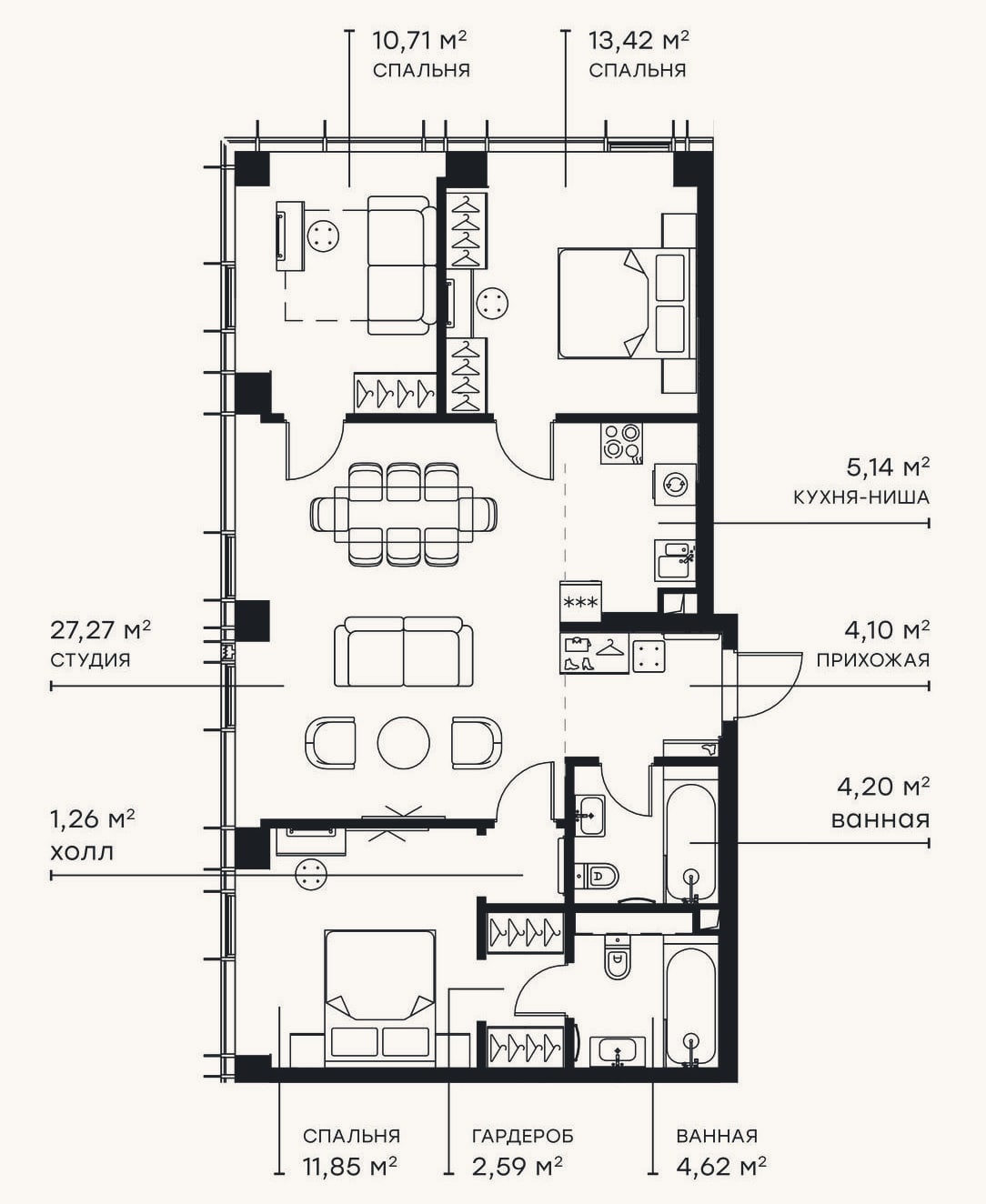 Планировка: 4+ к, 86,2 м²
