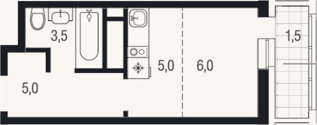 Планировка: Студия, 19,5 м²