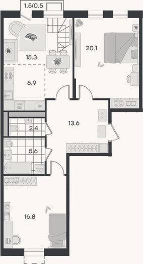 Планировка: 4+ к, 121,1 м²