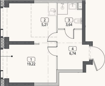 Планировка: Студия, 34,8 м²