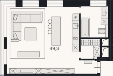 Планировка: Студия, 49,4 м²