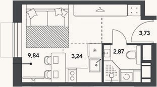 Планировка: Студия, 19,7 м²