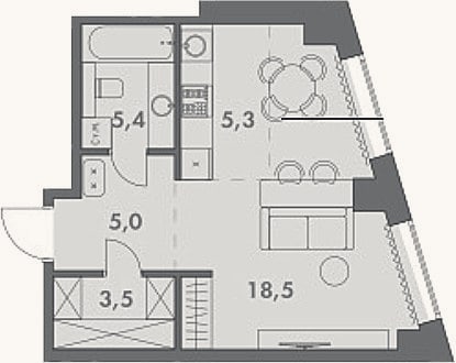 Планировка: Студия, 37,7 м²