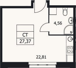 Планировка: Студия, 27,4 м²