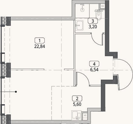 Планировка: Студия, 38,2 м²