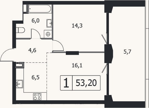 Планировка: 2-к, 47,5 м²